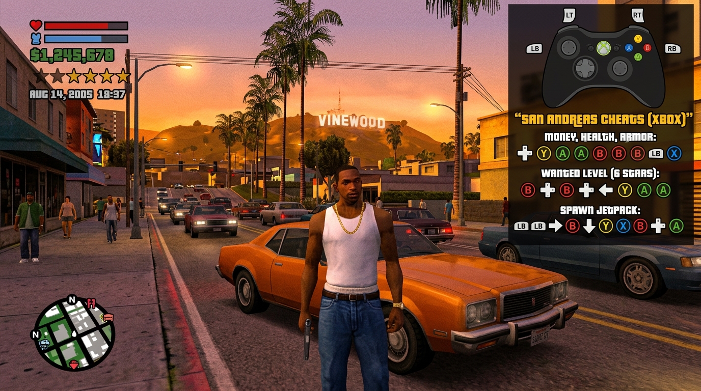 All Grand Theft Auto San Andreas Cheats For Xbox GamesRead Com Gta San Andreas Xbox Cheats Featured 